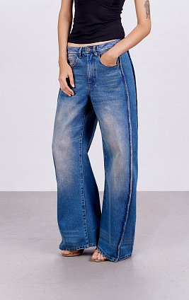 denim джинсы широкие с рельефом